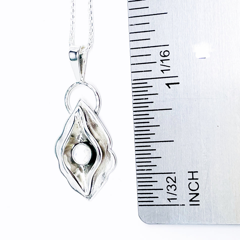 Sterling Silver Necklace - Birth Flower Pendant with Moonstone