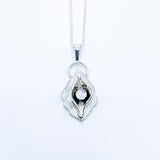 Sterling Silver Necklace - Birth Flower Pendant with Moonstone