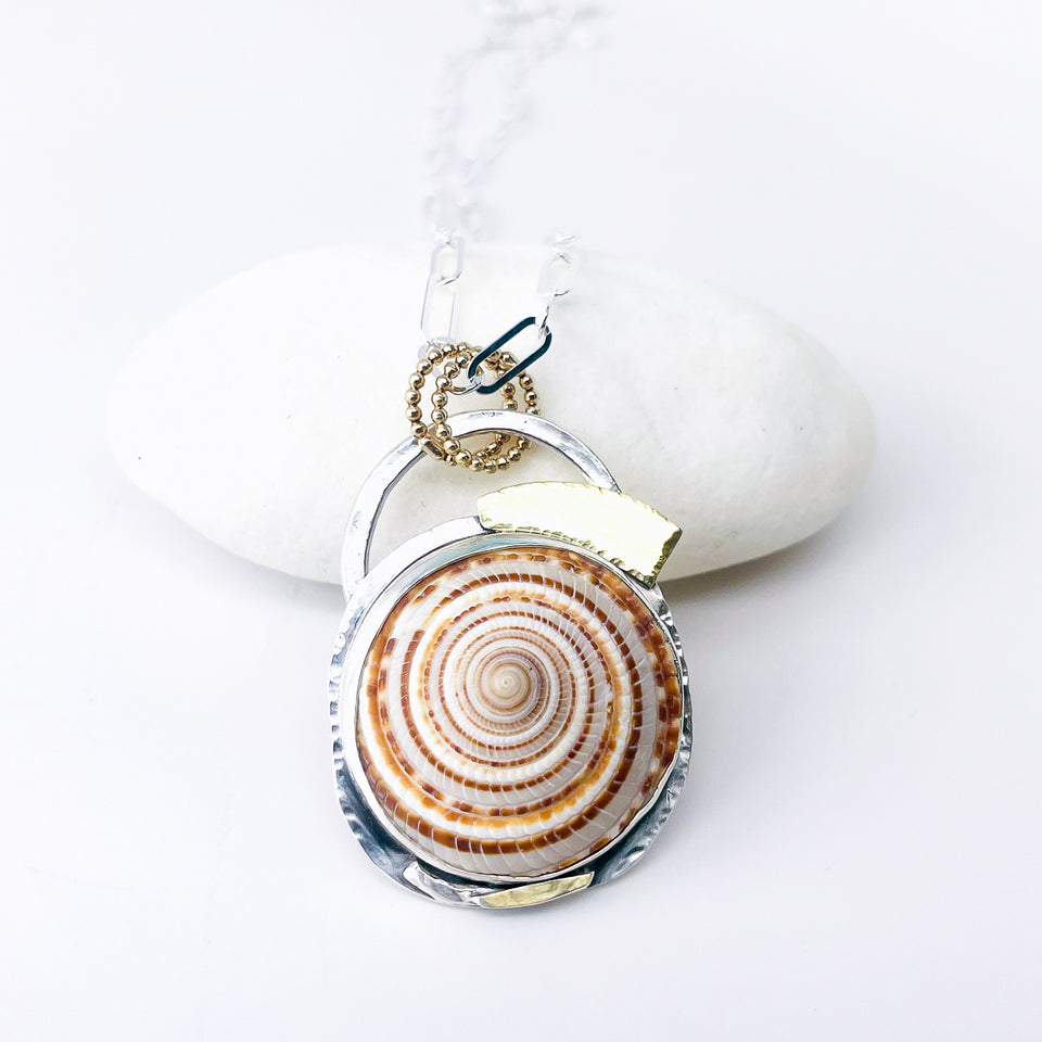 Sterling Silver Sundial Shell Necklace – Tides of Time Talisman
