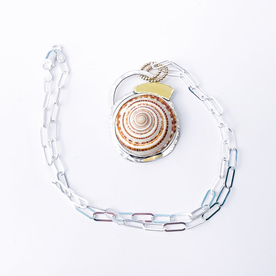 Sterling Silver Sundial Shell Necklace – Tides of Time Talisman
