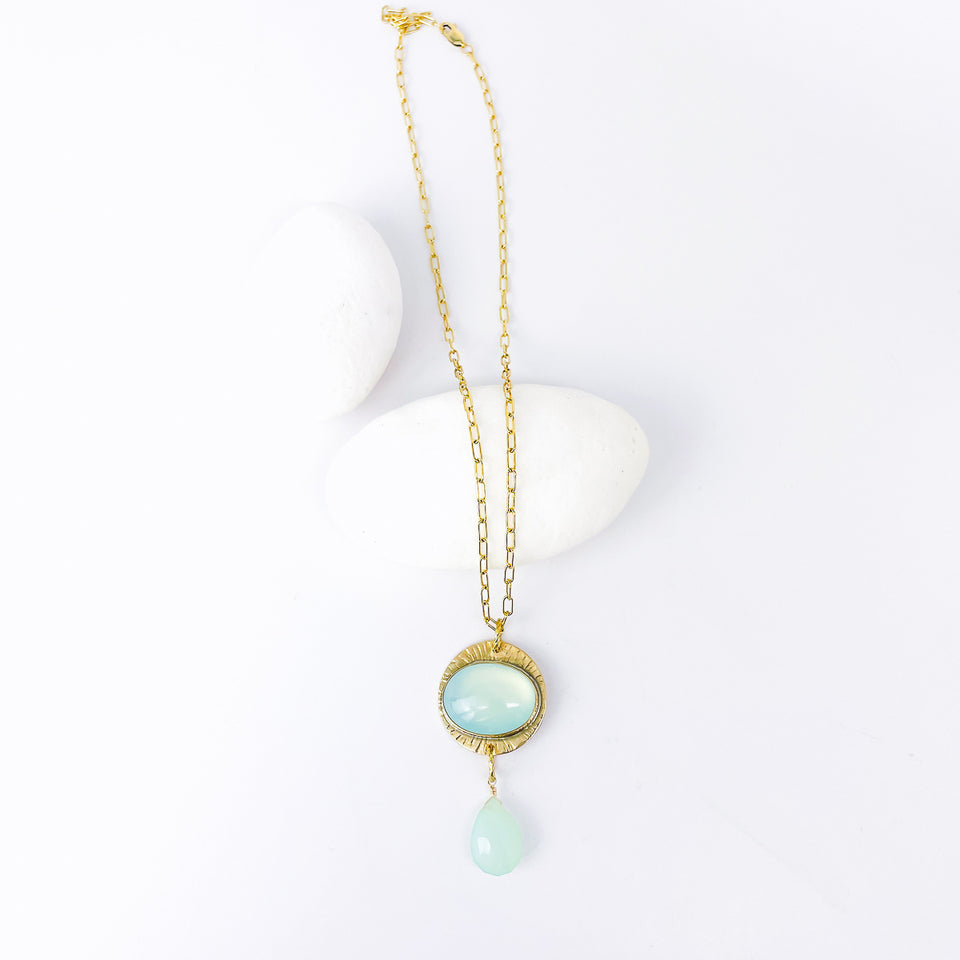 Bronze Pendant with Chalcedony – Still Waters Talisman