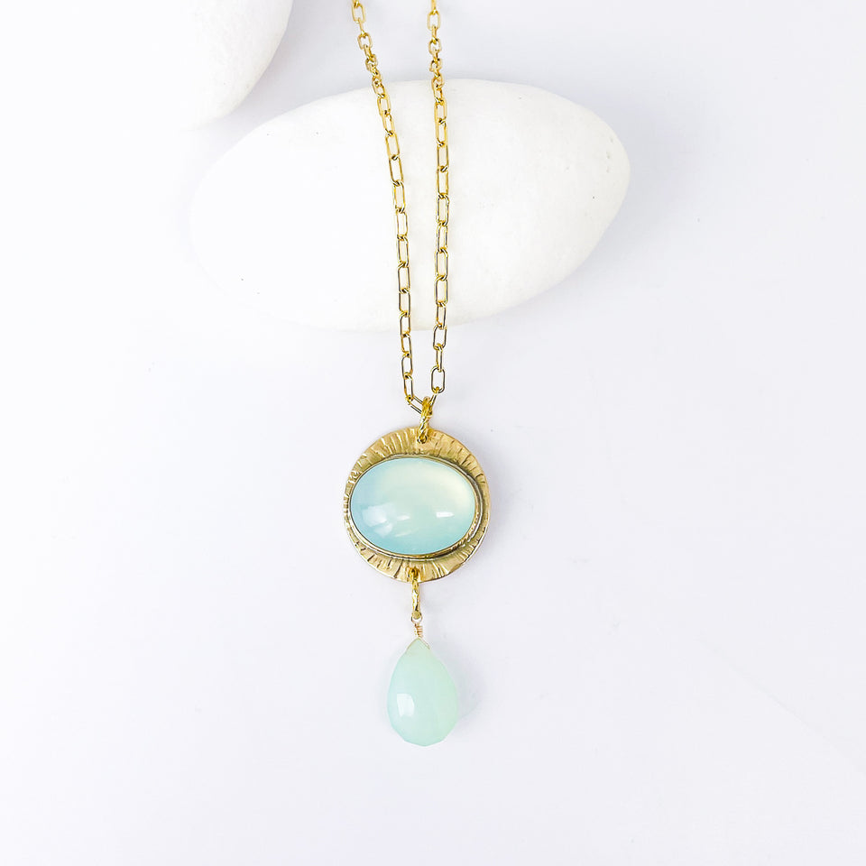 Bronze Pendant with Chalcedony – Still Waters Talisman