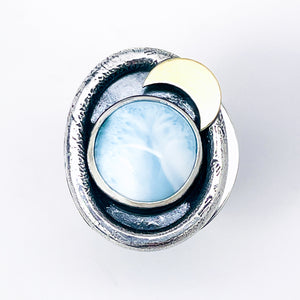 Sterling Silver Larimar Ring – Ocean’s Embrace Size 6 1/2 to 8 1/2