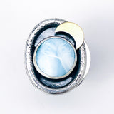 Sterling Silver Larimar Ring – Ocean’s Embrace Size 6 1/2 to 8 1/2