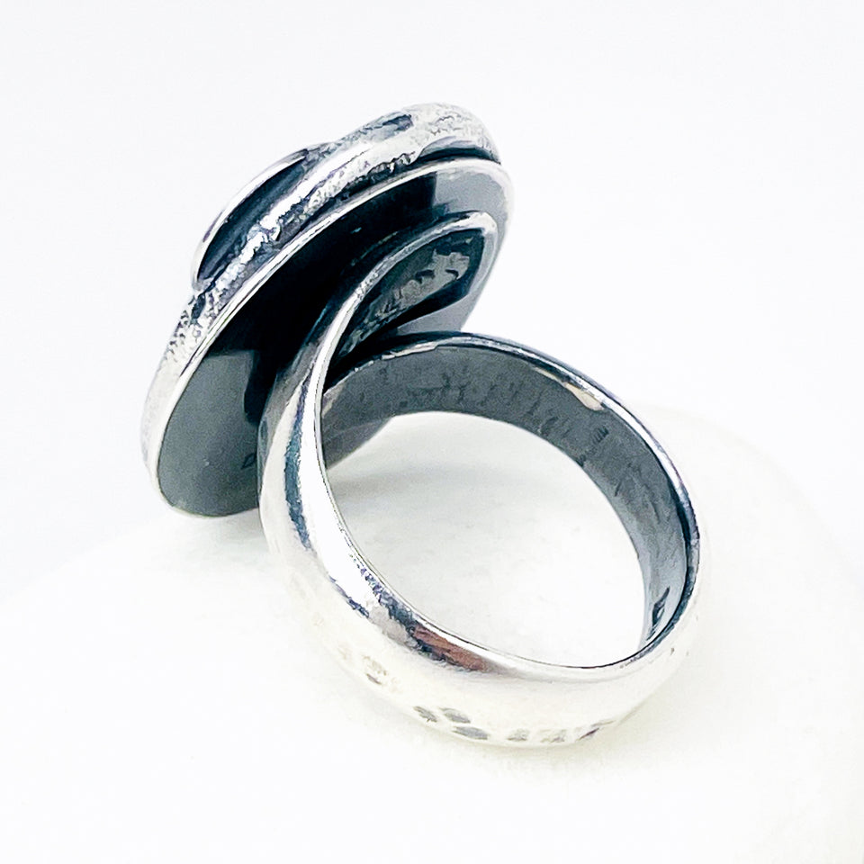 Sterling Silver Larimar Ring – Ocean’s Embrace Size 6 1/2 to 8 1/2