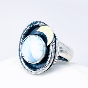 Sterling Silver Larimar Ring – Ocean’s Embrace Size 6 1/2 to 8 1/2