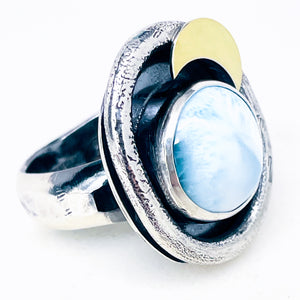 Sterling Silver Larimar Ring – Ocean’s Embrace Size 6 1/2 to 8 1/2