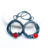 Sterling Silver Red Coral Nest Earrings - Sunset Nest