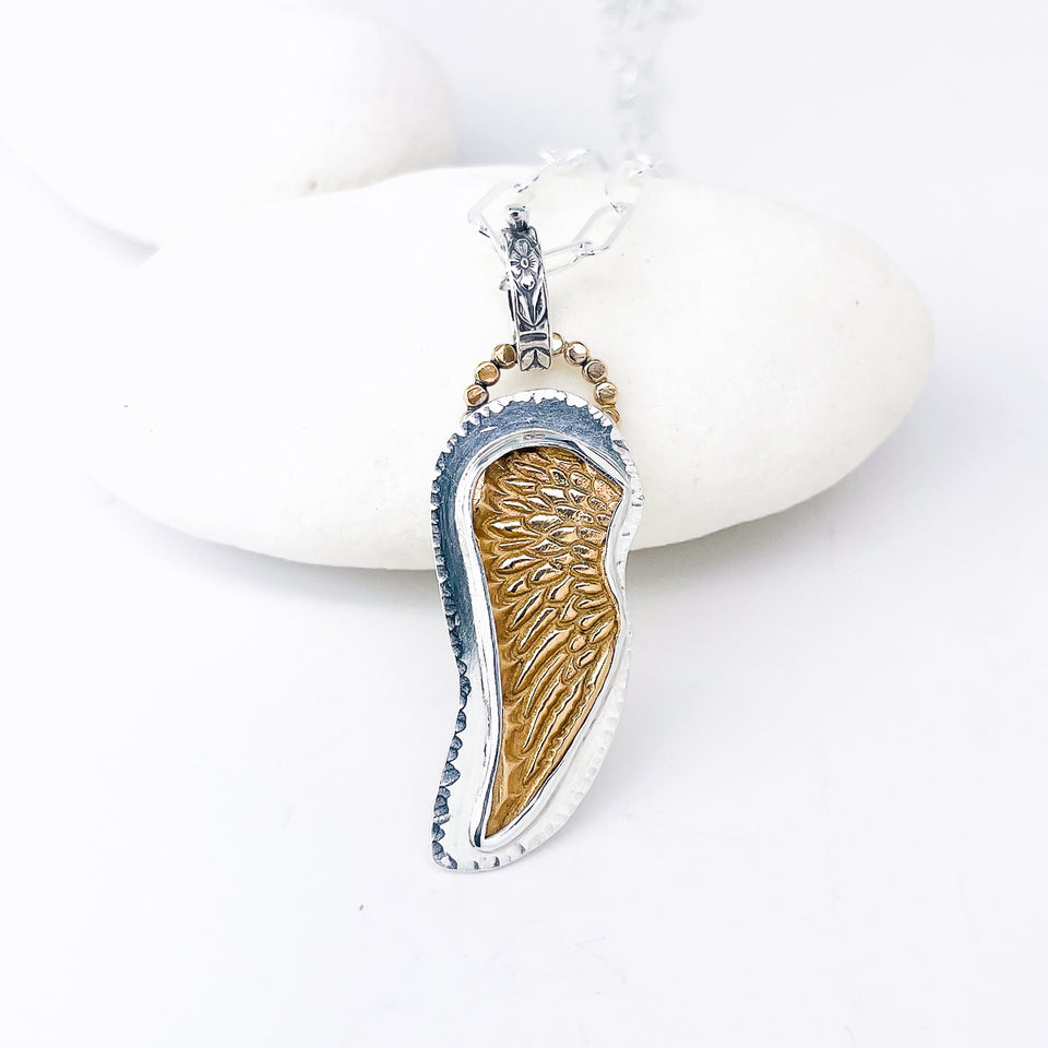 Bronze Angel Wing Pendant – Wing of Light