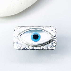 Sterling Silver Evil Eye Ring - All Seeing Eye Size 7