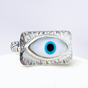 Sterling Silver Evil Eye Ring - All Seeing Eye Size 7