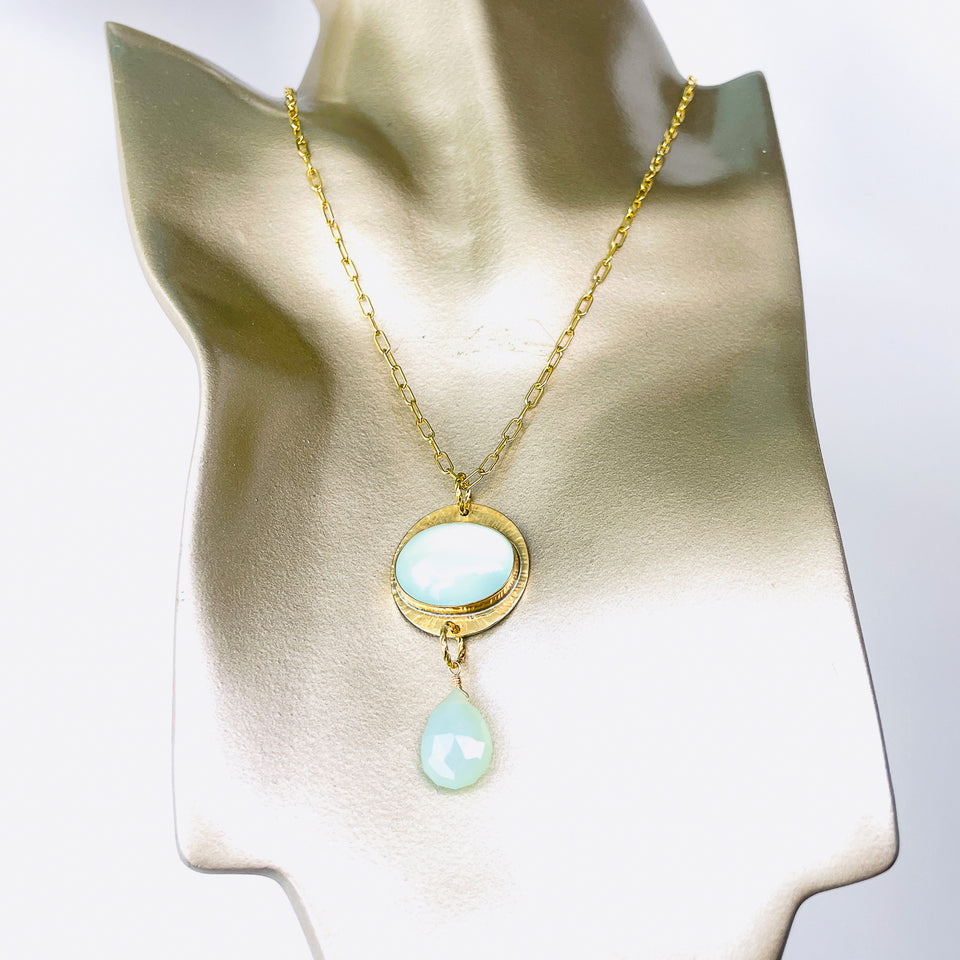 Bronze Pendant with Chalcedony – Still Waters Talisman