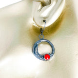 Sterling Silver Red Coral Nest Earrings - Sunset Nest