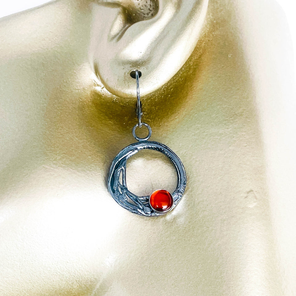 Sterling Silver Amber Nest Earrings - Sunset Haven Nest