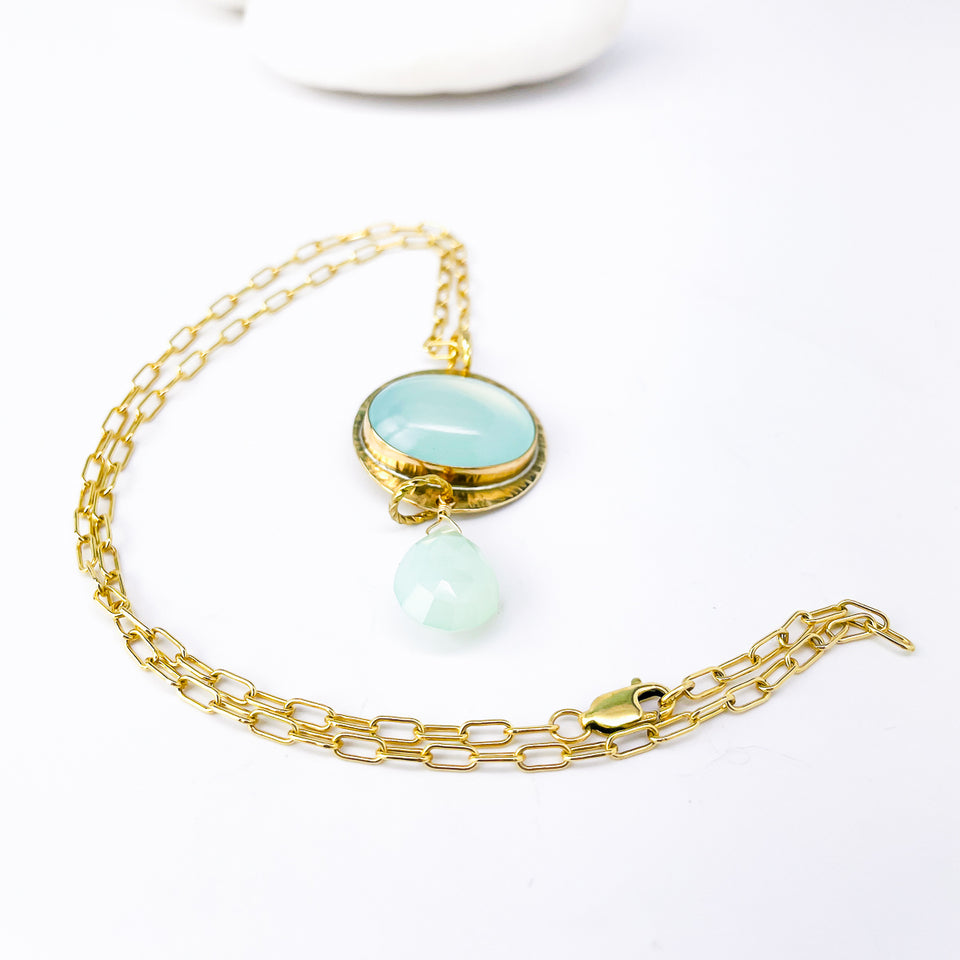 Bronze Pendant with Chalcedony – Still Waters Talisman