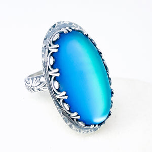 Sterling Silver Aurora Crystal Ring Size