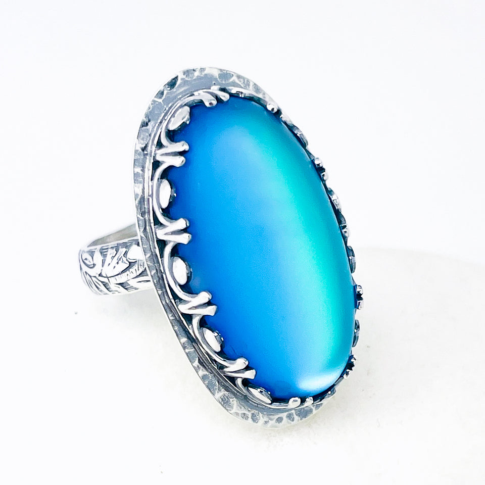 Sterling Silver Aurora Crystal Ring Size