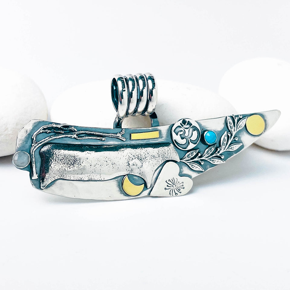 Sacred Mooo/Ommm Talisman Pendant - DawnsArtisanJewelry.com