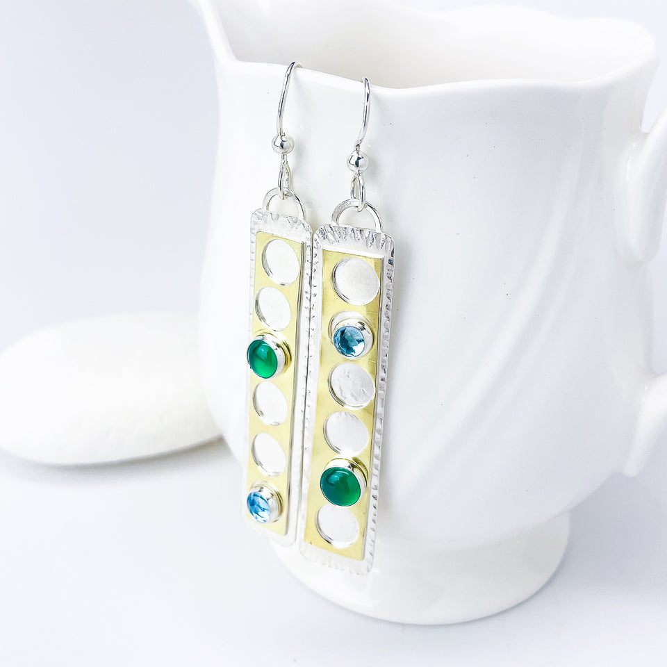 Sterling Silver Green Onyx Earrings - Holy Gold Dangle Earrings