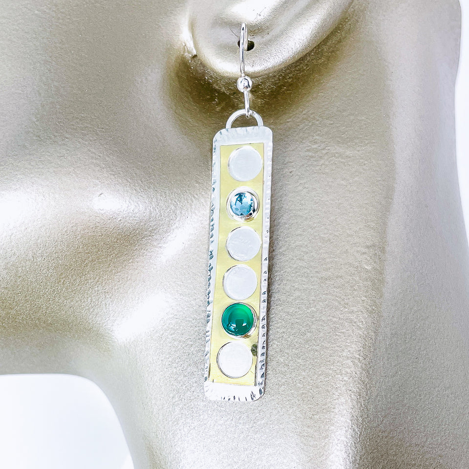 Sterling Silver Green Onyx Earrings - Holy Gold Dangle Earrings