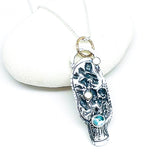 Sterling Silver Morel Mushroom Pendant Necklace - Apatite, Gold