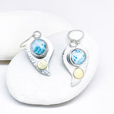 Larimar Water Drop Earrings - Sterling Silver & 18kt Earrings