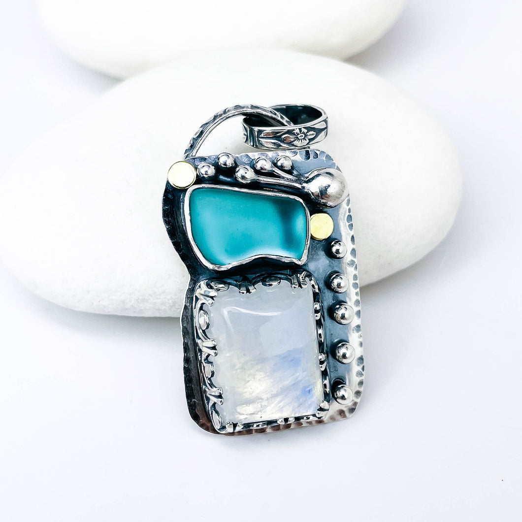 Sterling Silver Sea Glass Pendant Necklace - Touchstone Talisman