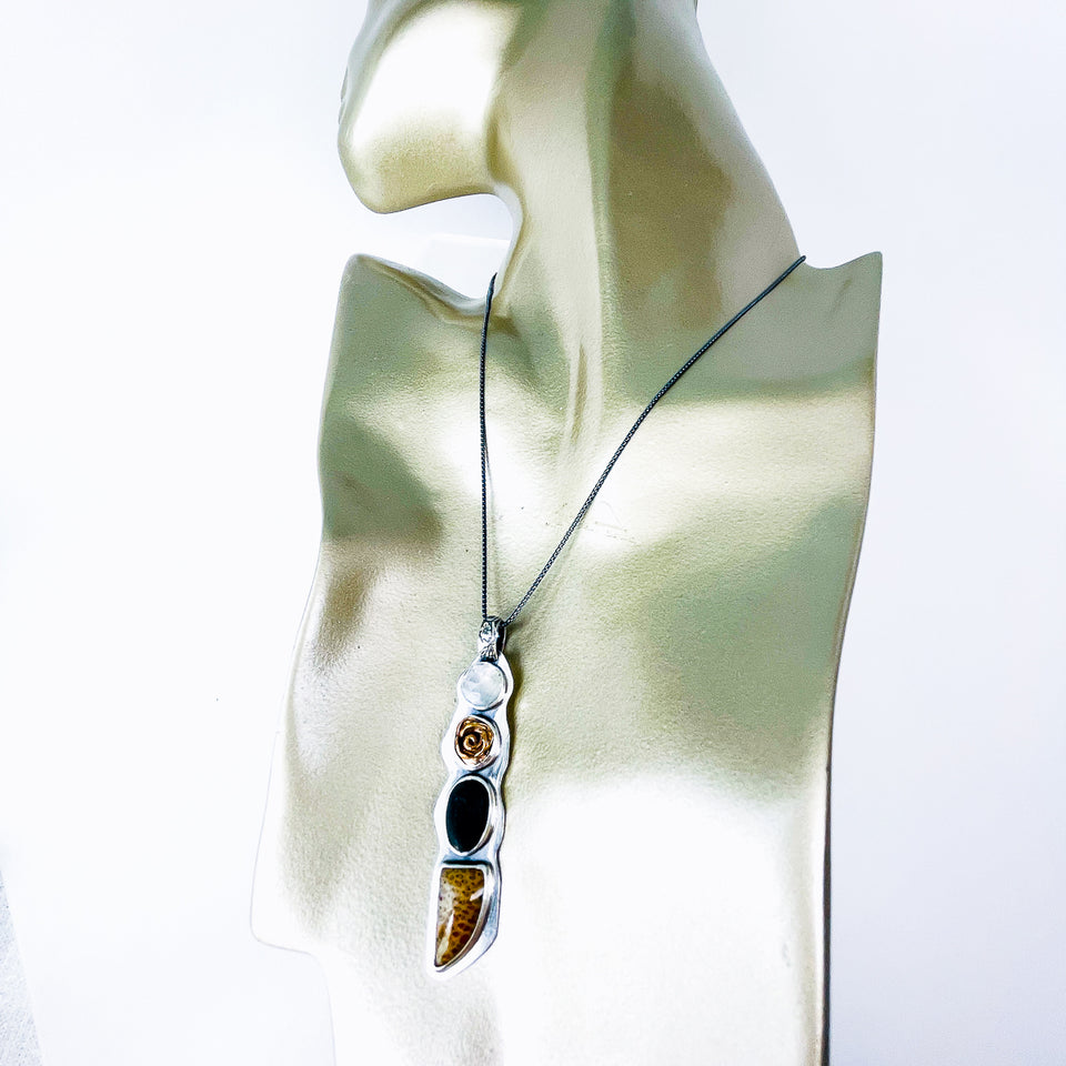 Sterling Silver Bronze Rose Necklace - Eternal Bloom Talisman