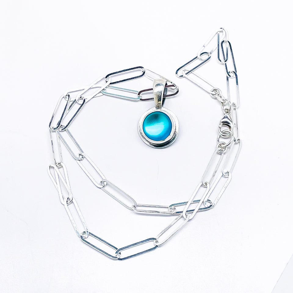Opalite Sterling Silver Necklace | Reversible Necklace | Swirl