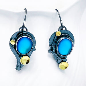 Opalite Water Drop Earrings - Sterling Silver & 18kt Earrings