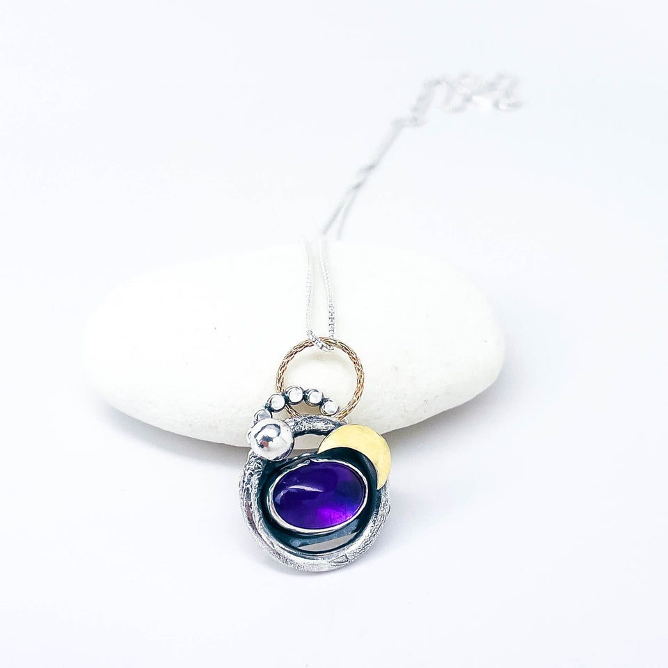 Amethyst Pendant Necklace - Twilight Sentinel Talisman