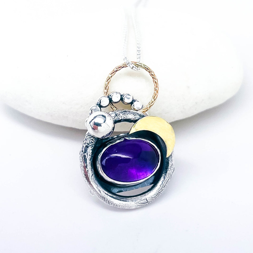 Amethyst Pendant Necklace - Twilight Sentinel Talisman