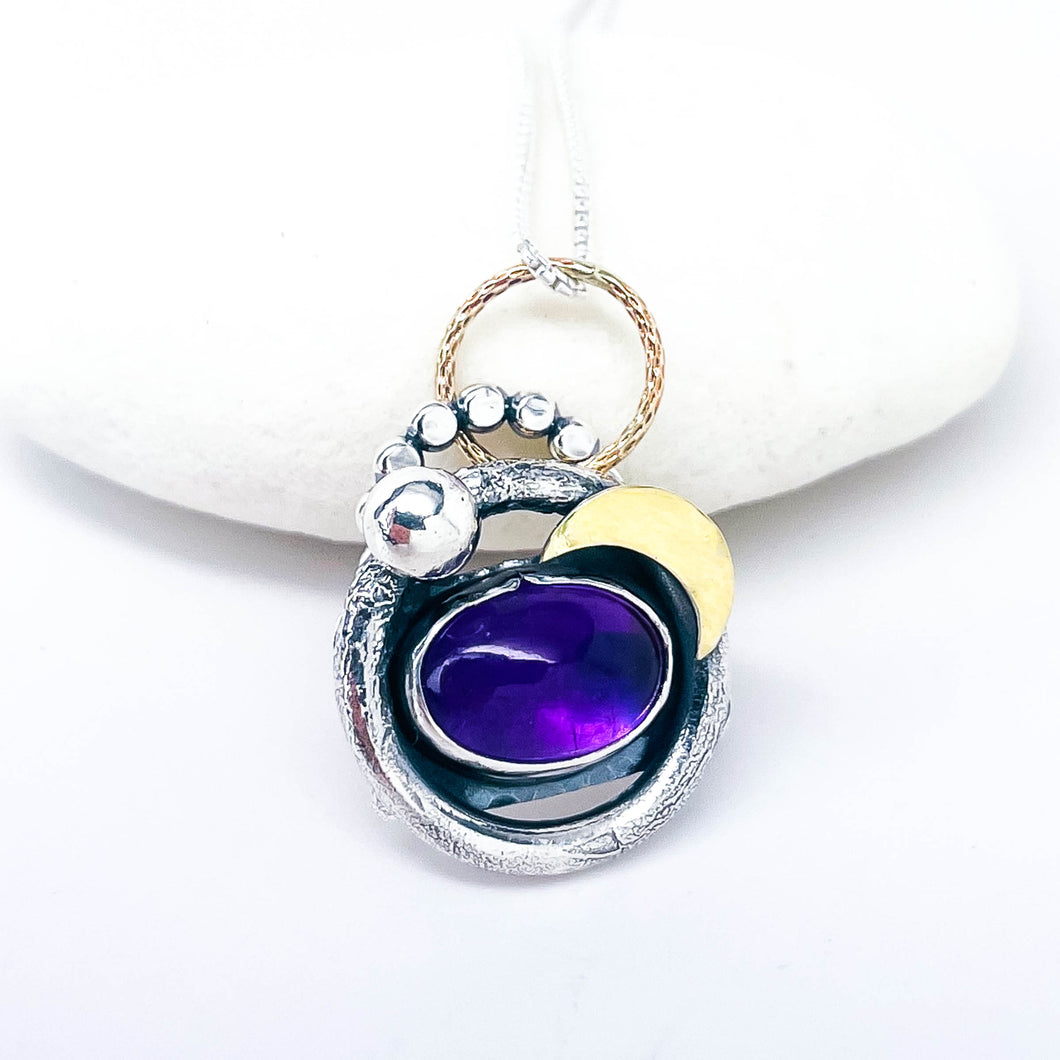 Amethyst Pendant Necklace - Twilight Sentinel Talisman