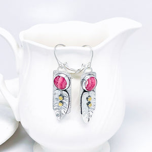 Sterling Silver Mimosa Mimosa Earrings - Pink Peruvian Opal & Gold