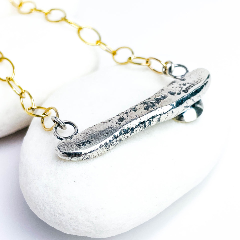 Recycled Sterling Pendant Necklace - Echo of Earth Talisman