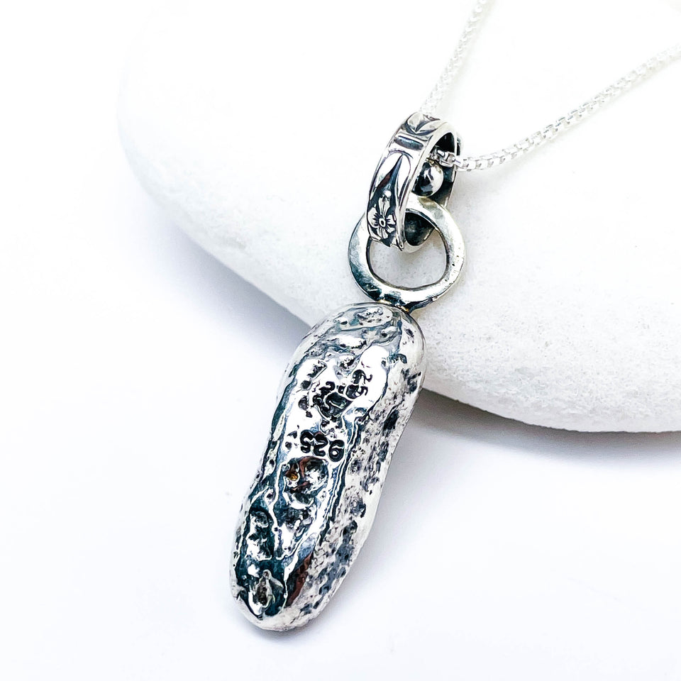 Recycled Sterling Pendant Necklace - Golden Ember Talisman