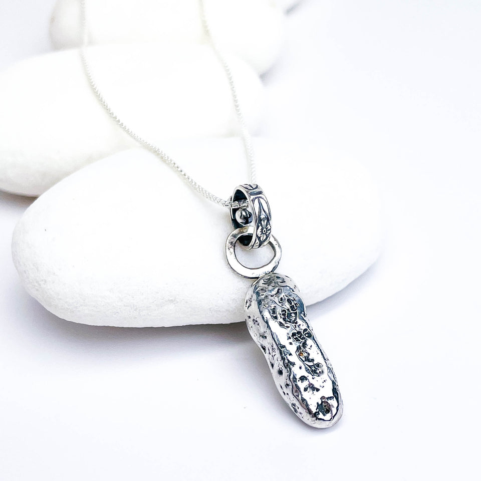 Recycled Sterling Pendant Necklace - Golden Ember Talisman