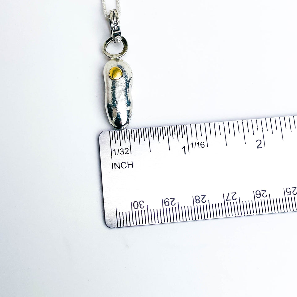 Recycled Sterling Pendant Necklace - Golden Ember Talisman