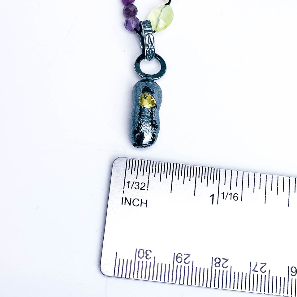 Recycled Sterling Pendant Beaded Necklace - Earth's Song Talisman