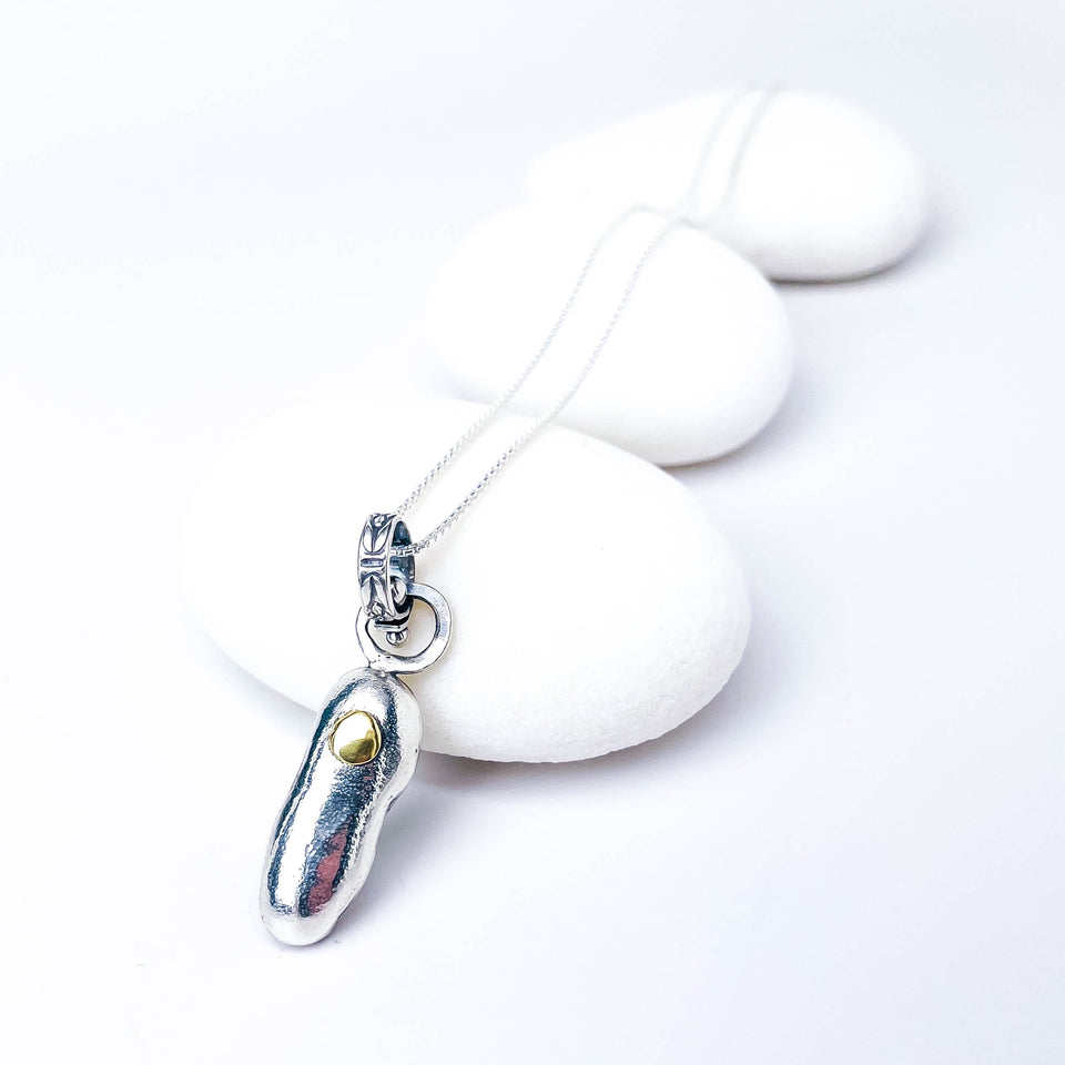 Recycled Sterling Pendant Necklace - Golden Ember Talisman