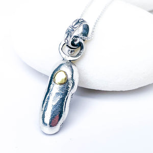 Recycled Sterling Pendant Necklace - Golden Ember Talisman