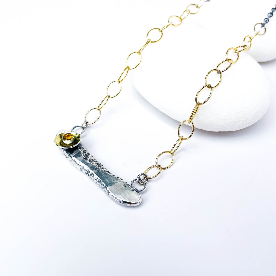 Recycled Sterling Pendant Necklace - Echo of Earth Talisman