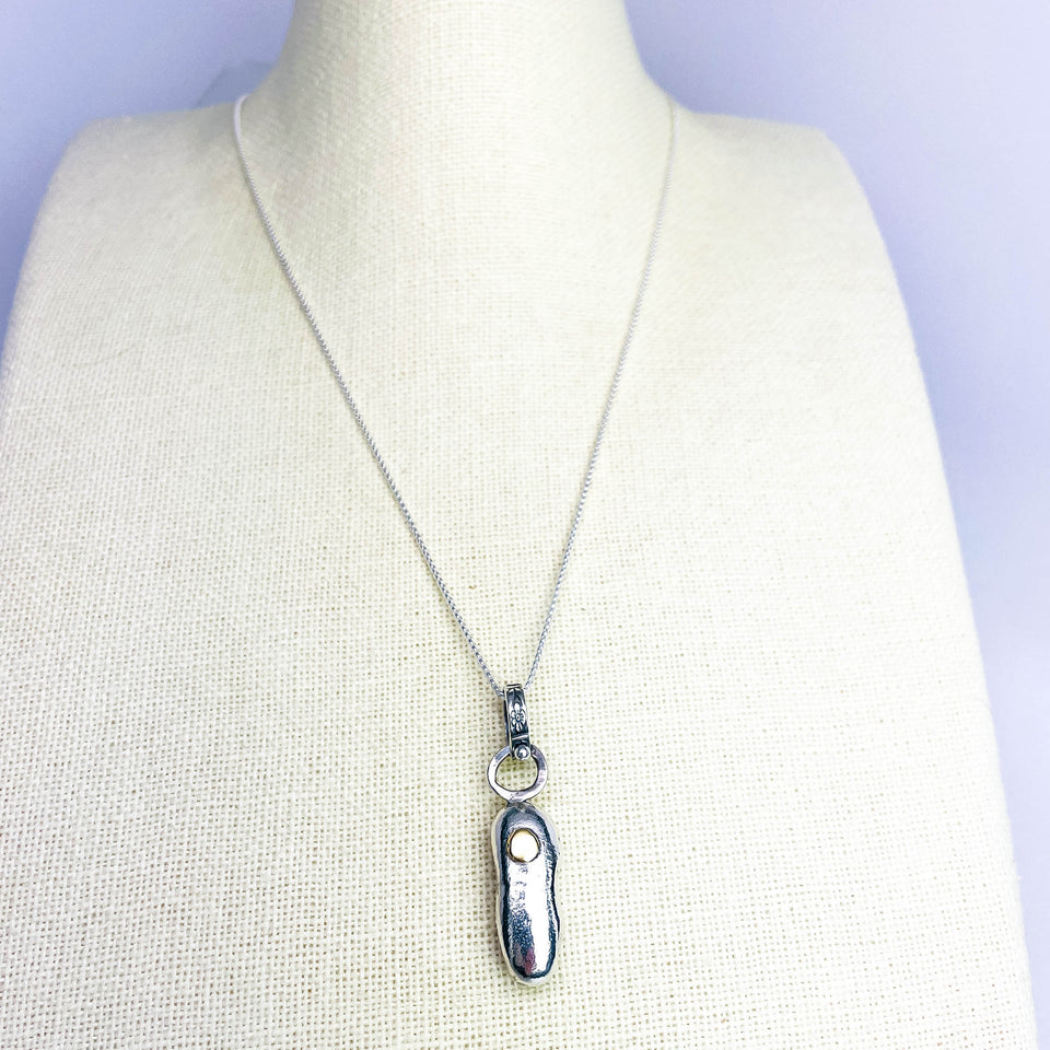 Recycled Sterling Pendant Necklace - Golden Ember Talisman