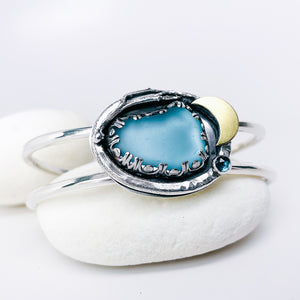 Sterling Silver Sea Glass Cuff - Grace Talisman