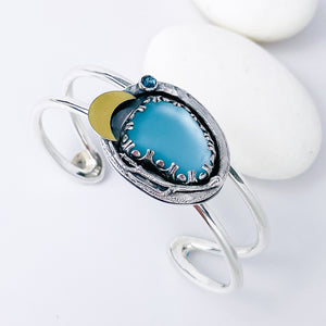 Sterling Silver Sea Glass Cuff - Grace Talisman