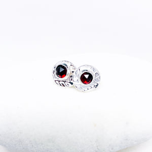 Small Garnet Post Earrings - DawnsArtisanJewelry.com