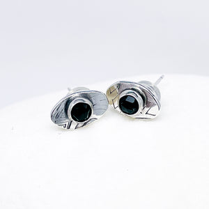 Small Black Spinel Post Earrings