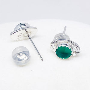 Small Green Onyx Post Earrings