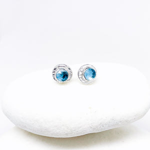 Small Blue Topaz Post Earrings