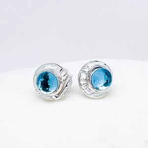 Small Blue Topaz Post Earrings